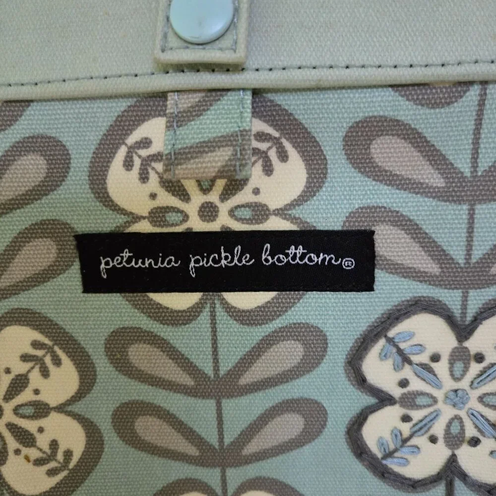 Petunia Pickle Bottom Diaper Bag Tote Mint Green Floral